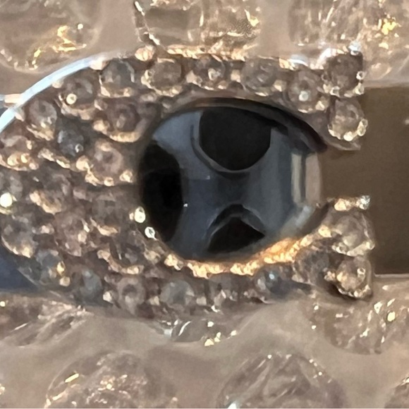 COACH NWT Gorgeous silver tone pave signature “C” plated brass hinged bangle - Picture 2 of 11